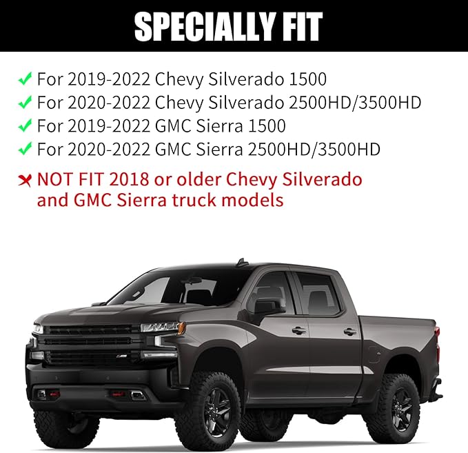 JERBOR Silicone Stake Pocket Covers Custom Fit for GMC Sierra Chevrolet Silverado 2019-2024 Truck Bed Rail Hole Plugs Stake Pocket Caps Cover