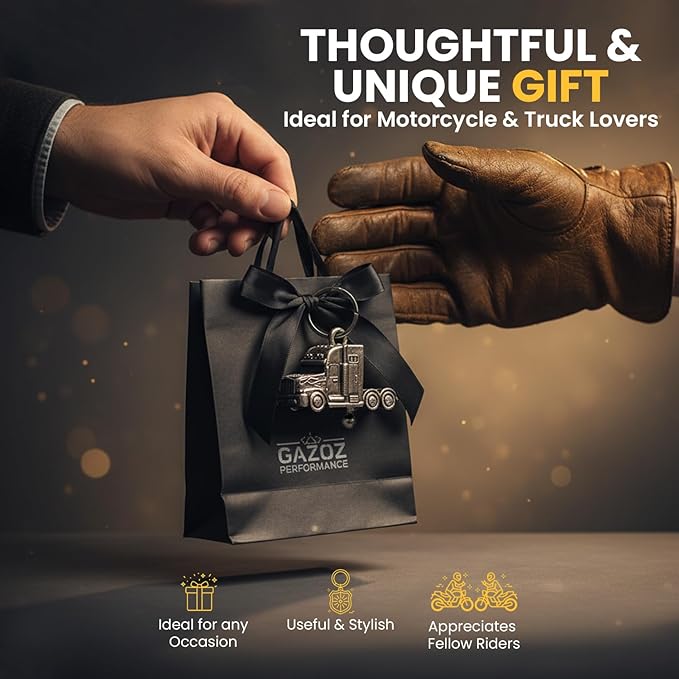 Semi-Truck Bell with Gift Bag - Handcrafted Pewter for Road Safety & Good Luck- Motorcycle Bell Offers Charm & Protection on Every Ride- Carry as a Truck Key Chain for Gifting & Unforgettable Journeys