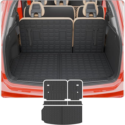 Cargo Mat Compatible with 2024 2025 2026 Chevrolet Traverse (NOT Limited) GMC Acadia 2025 2026 Buick Enclave Cargo Liner Back Seat Cover Chevy Traverse Accessories (Trunk Mat+Backrest Mats)