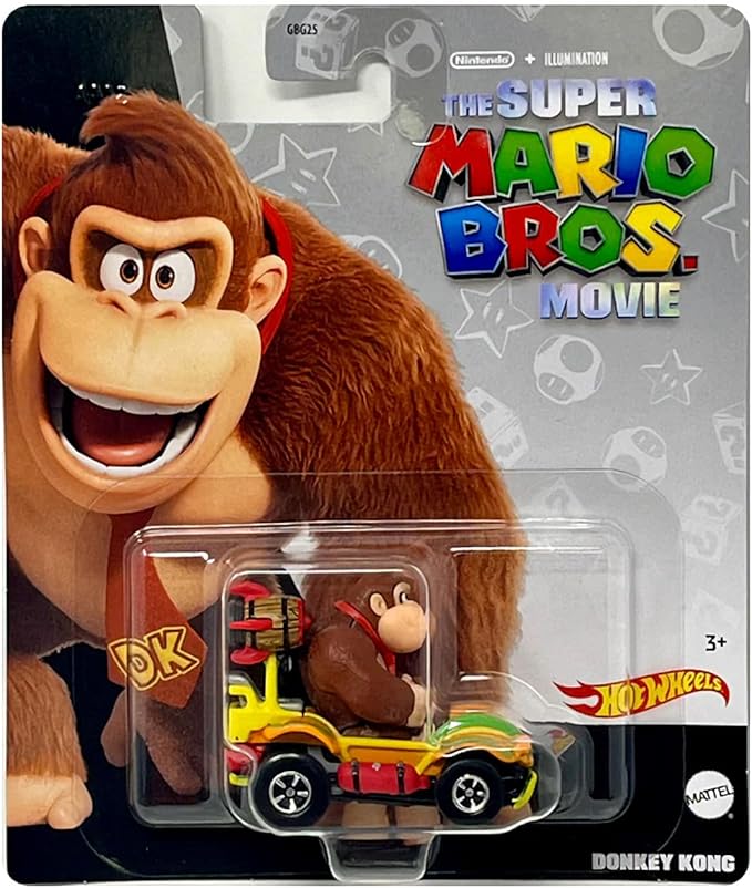 Hot Wheels Super Mario Bros. Movie Character Cars 4‑Pack Bundle, Mario, Toad, Koopa & Donkey Kong, Die‑Cast 1:64 Scale Vehicles, Ages 3+