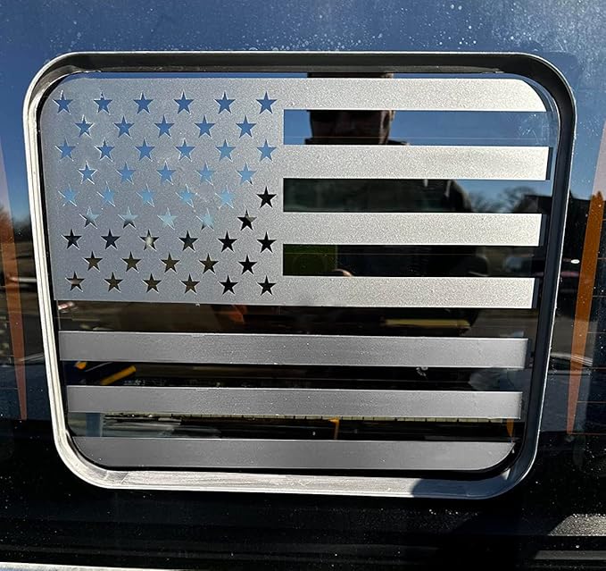 for Ford F150 F250 F350 2015– 2023 2024 2025 2026 Rear Middle Window American Flag Decal, Matte Black USA Flag Sticker for Truck Back Glass, Patriotic Vinyl Decal for Ford Raptor Accessories