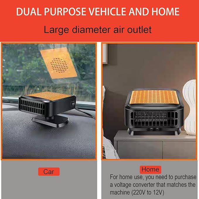 Car Heater for Vehicle,12V 200W Portable Car Heater that Plugs into Cigarette Lighter,Defroster for Car Windshield,2 in 1 Heating & Cooling Fans,Defrost Defogger,Car Plug in Space Heaters for Car