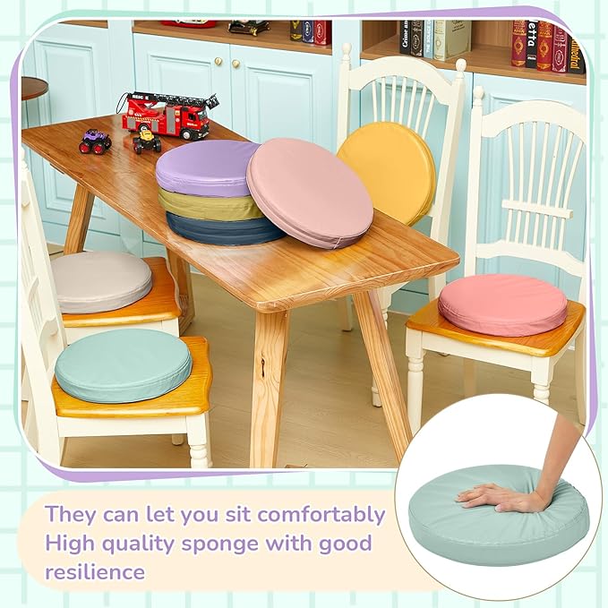 Juexica 8 Pcs Extra Thick Flexible Seating Floor Cushion Assorted Colored Floor Pillow Classroom Seat Cushion Soft Classroom Seating for Kid Learning(Hippie Boho,13.8 x 13.8 x 2 Inch,Round)
