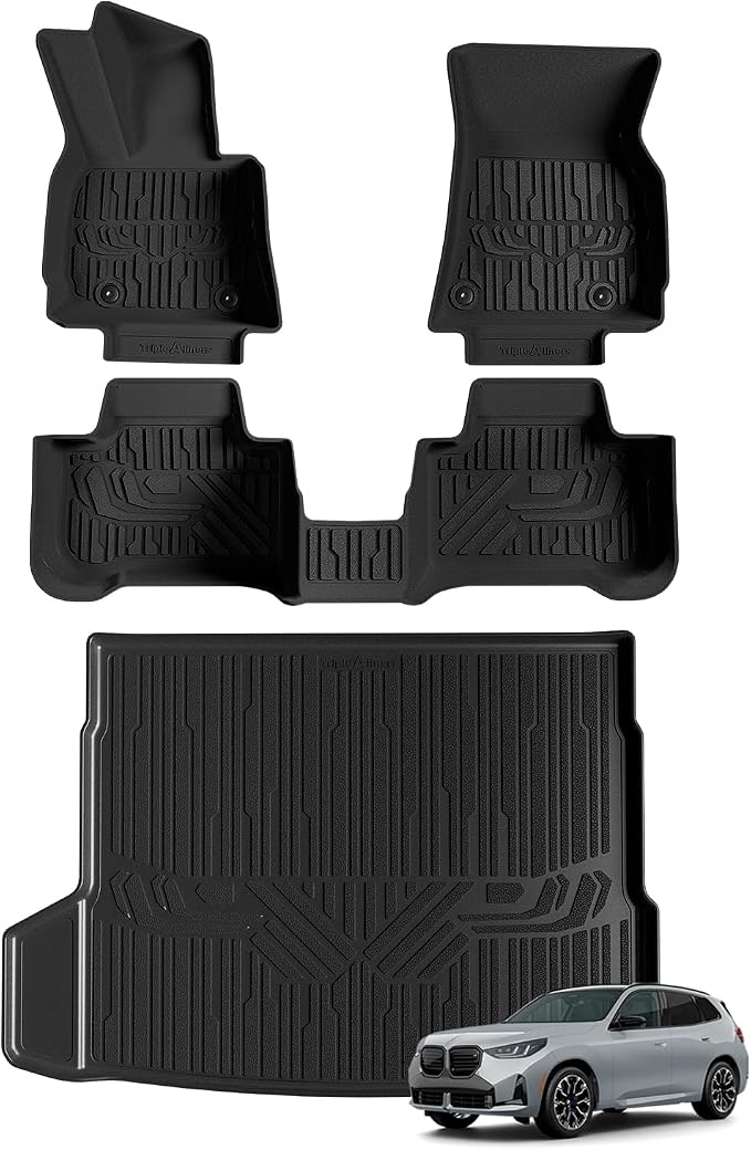 TripleAliners Floor Mats & Trunk Mat All Weather Liners Compatible with 2025 2026 BMW X3 Accessories TPE Cargo Custom Fit Anti-Slip Odorless Full Set Liners Protection(Floor Mats & Trunk Mat)