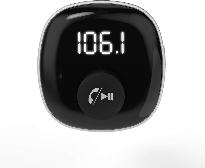 Scosche BTFM8 Bluetooth FM Transmitter Car, Dual 12W USB-C and USB-A Charging Ports, Fast Type-C Car Charger, Wireless Radio Bluetooth Adapter, Hands-Free Kit for Calls, Siri and Google Assistant