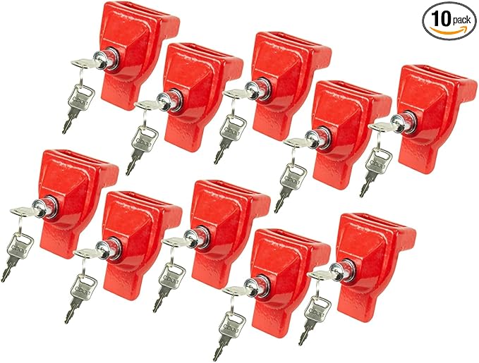 Mytee Products 10 Pack Glad Hand Lock Without Keyed Alike for Air Brake Security, Cast Iron Trailer Emergency Brake Lock for Semi Trucks, Tractor Trailers & Commercial Vehicle Security