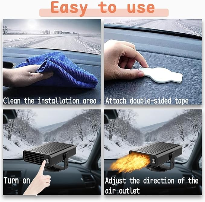 Car Heater, Portable Car Heater 12V and Defroster, 2in1 Fast Heating and Cooling, Car Heaters That Plugs into Cigarette Lighter, Fast Heating Defroster Defogger Demister for Cars