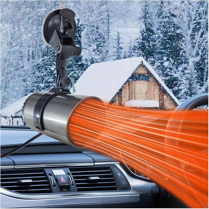 Car Heater, 2-in-1 Windshield Defogger and Defroster That Plugs into Cigarette Lighter, 12V 150W Portable Fast Heating & Cooling Air Blower, Car Defroster with Suction Holder