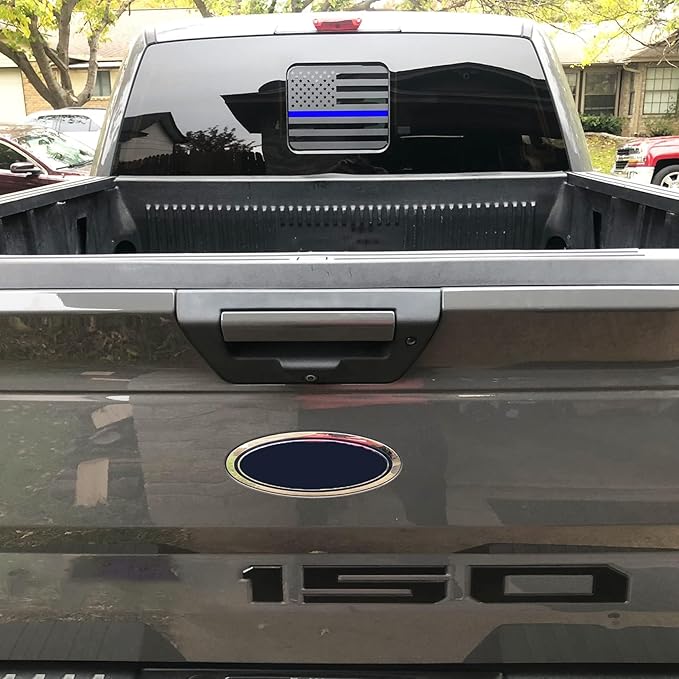 Xinghe for Ford F150 F250 F350 2015-2026, Rear Middle Window American Flag Decals, Matte Black USA Flag Decal for Truck Back Window, for Ford Raptor 2015-2026 Accessories (Blueline)