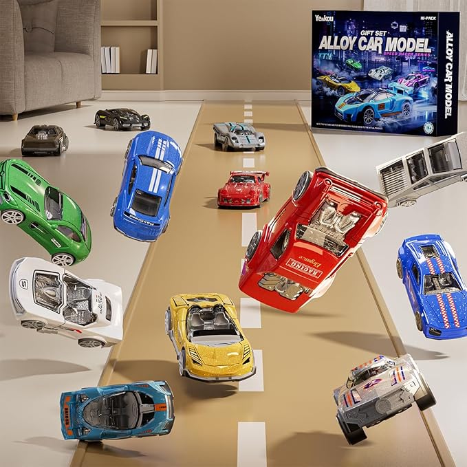 Toys Cars 18-Pack, 1:64 Scale Die-Cast Metal Vehicles Set, Includes Pickup, Racing Cars,Sports Cars for Display or Play, Great Gift for Kids Age 3 Years and Up (18 Pack)