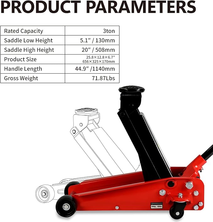 Floor Jack 3 Ton(6,000 lbs) Low Profile Capacity Fast Lift Service Jack Steel Heavy Duty Hydraulic Car Jack with Quick Lift Pump for Sport Utility Vehicle, Lifting Range 5.1"-20",Blue