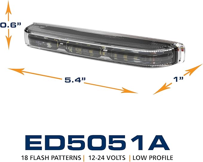 ECCO ED5051A LED High-Intensity Directional Dual-Color Amber LEDs 0.7 amps 12V 24V 18 Flash Pattern Warning Light Construction Caution Lights for Truck off Road Commercial Vehicles, 5 Year Warranty