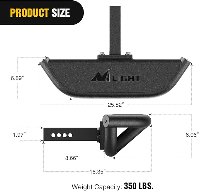 Nilight Hitch Step with 2" Hitch Receiver Rear Bumper Guard Protector Compatible with Car Truck Vehicles Upgraded Textured Black Hitch Step Bar with Hitch Lock & U-Bolts Stabilize