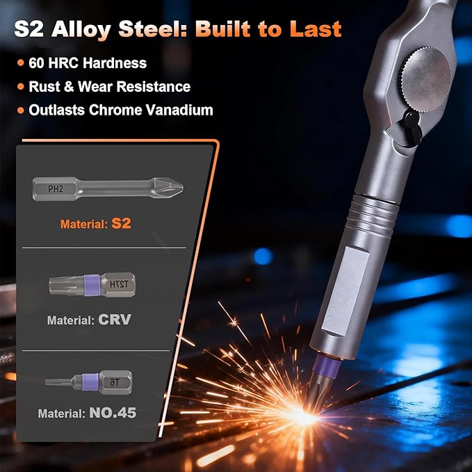 50 in 1 Magnetic Ratchet Screwdriver Set, Precision Multi Bit Screwdriver Kit with S2 Steel Bits, Portable Small Repair Tool Kit for Electronics, PC, Laptop, Watch, Glasses, Bike and Home DIY