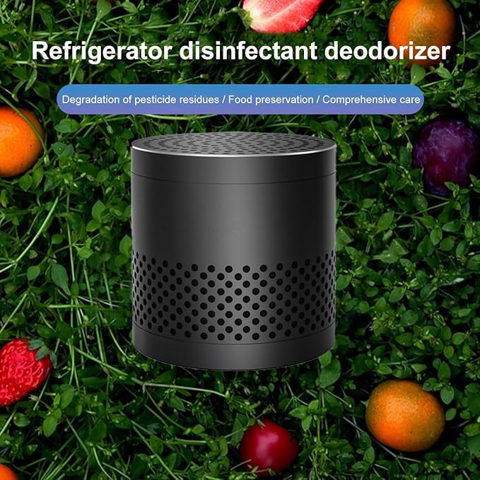 Fridge Deodorizer Odor Eliminator – Reusable Refrigerator Freshener, 10-Year Catalytic Air Purifier for Freezer Closet, Outperforms Baking Soda & Charcoal (Black, 2.79 inches)
