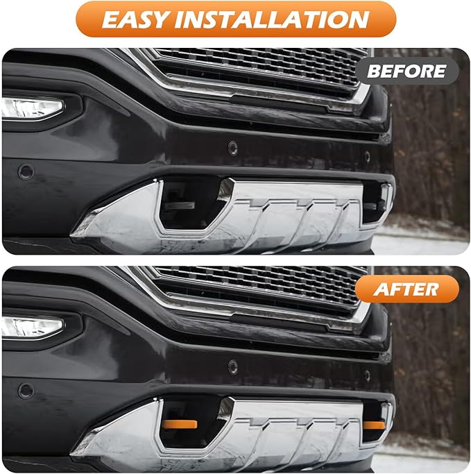 Extended Tow Hook Covers for Silverado 1500 2007-2026/GMC Sierra 1500 2007-2019, Tow Hooks Covers Compatible with Chevrolet Silverado 1500 Accessories Orange (Not fit Verticle Tow Hooks)