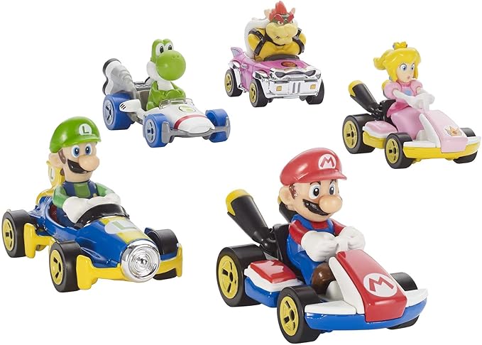 Hot Wheels GBG31 Mario Kart 1:64 Die-Cast Bowser with Badwagon Vehicle,Multicolour