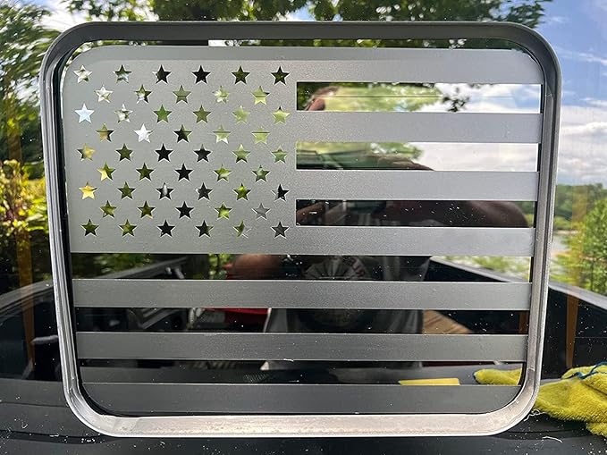 Xinghe for Ford F150 F250 F350 2015-2025, Rear Middle Window American Flag Decals, Matte Black USA Flag Decal for Truck Back Window, for Ford Raptor 2015-2025 Accessories