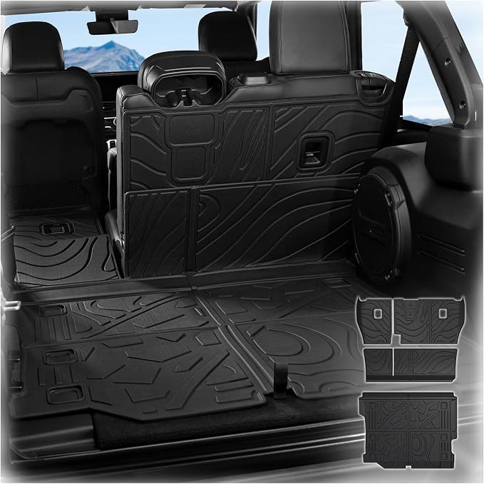 Cargo Mat Backrest Mats for Jeep Wrangler JL 2018-2025 2026 Unlimited 4-Door (Not fit JK/4XE/2-Door), All Weather TPE Cargo Liner Trunk Mat Accessories (Cargo Mat with Backrest Mat)