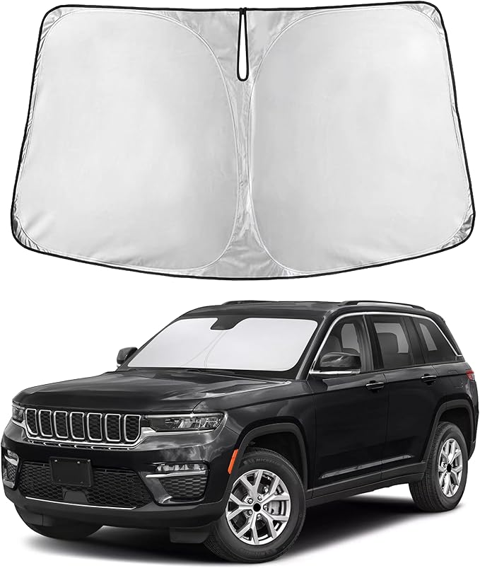 Autovir Windshield Sun Shade Fit for 2014-2023 2024 2025 Jeep Cherokee Sun Shade, Front Window Sun Visor, UV Protection, Heat Blocker, Foldable Car Accessories
