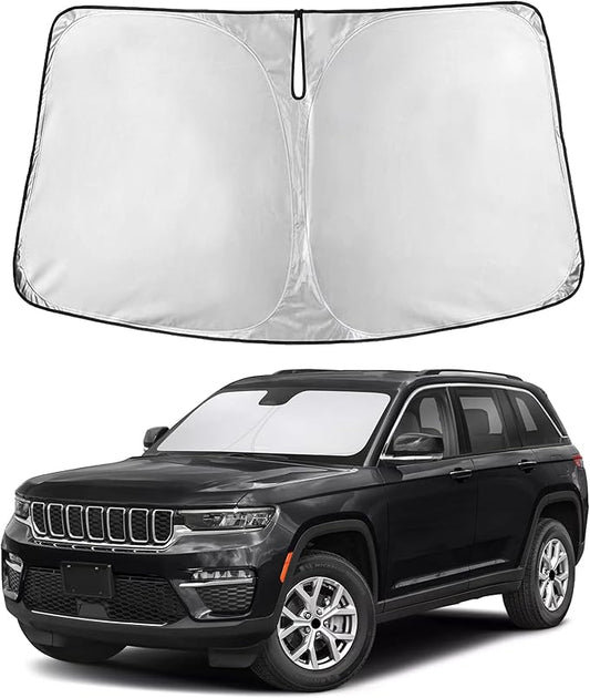 Autovir Windshield Sun Shade Fit for 2014-2023 2024 2025 Jeep Cherokee Sun Shade, Front Window Sun Visor, UV Protection, Heat Blocker, Foldable Car Accessories