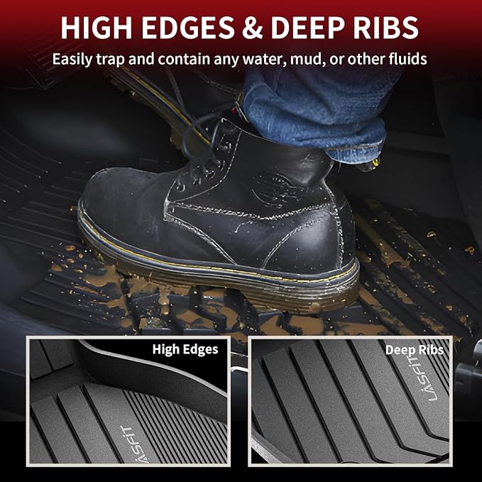 LASFIT Floor Mats Fit for BMW X7 2019-2025 2026 7 Seaters, Custom Fit TPE All Weather Waterproof Floor Mat Front & Rear Rows Car Liners for xDrive40i xDrive50i M50i M60i, Black