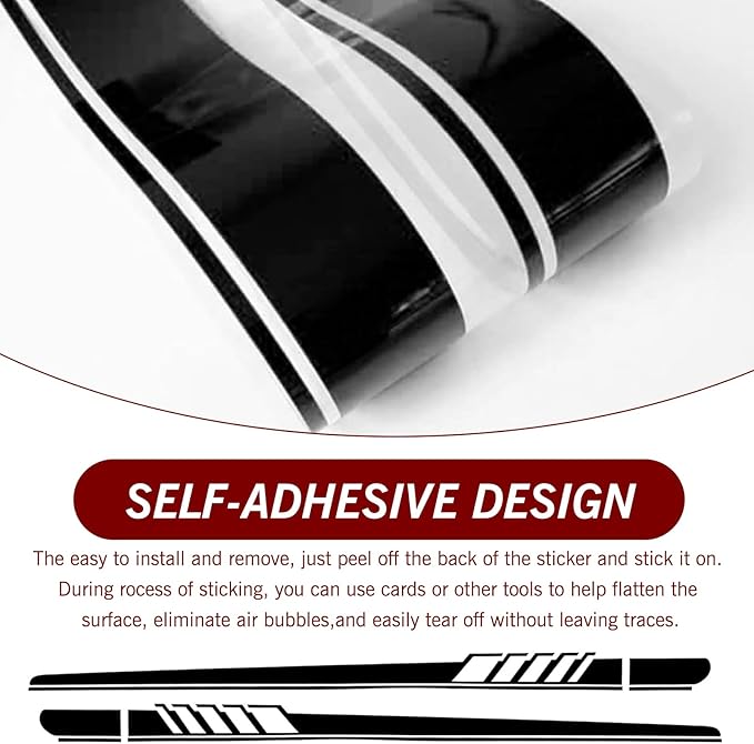 2 PCS Car Side Body Long Stripes Decals, 4.52In x 88.58In Vehicle Side Door Decorative Stripes, Universal Automotive Exterior Stickers Accessories for Most SUV Truck Car (Black)