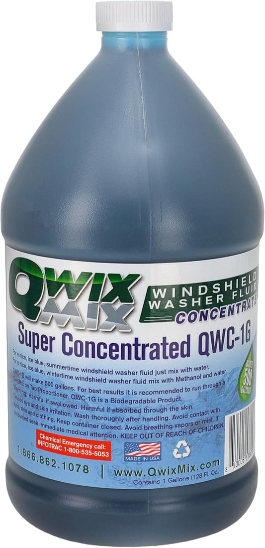 1-Gallon Windshield Washer Fluid Concentrate, Makes 500 Gallons, Biodegradable Bug, Grime & Dirt Remover Fluid, Commercial-Grade Streak-Free Glass Cleaner for Cars, Trucks & Fleets