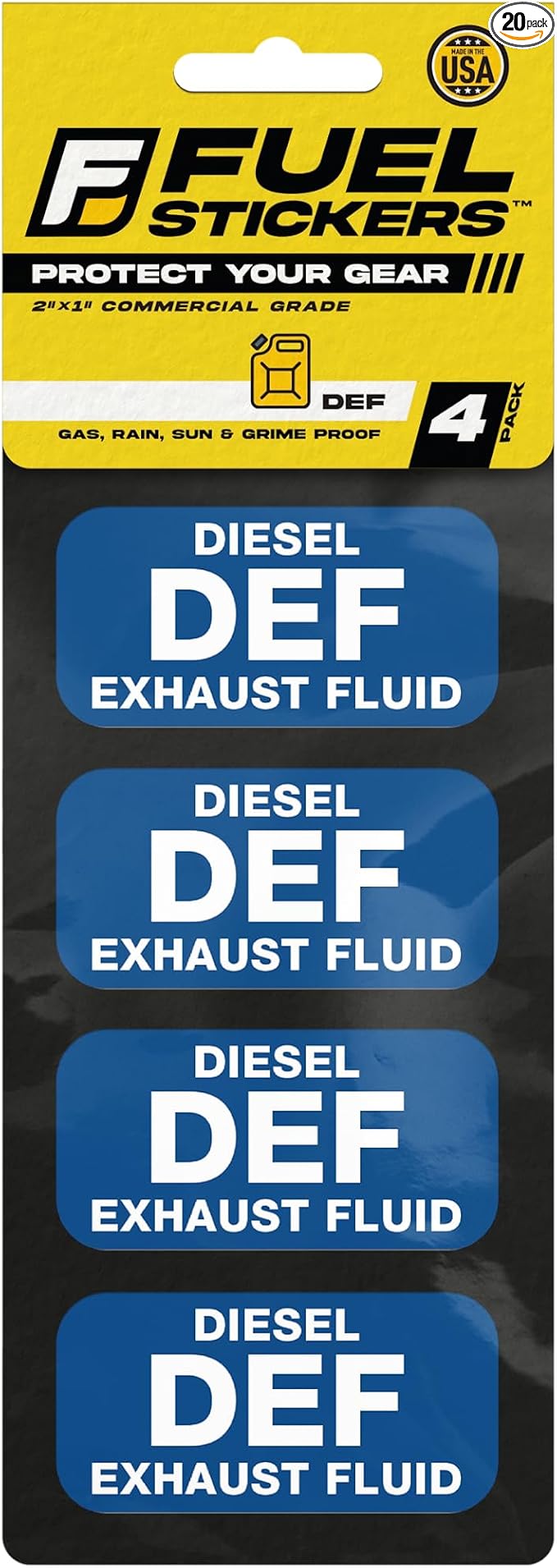 Diesel Exhaust Fluid Sticker, DEF Label for Diesel Engines, Box Trucks, Semi-Trailer - Weather Proof, Extreme Stick, Commercial Grade by Fuel Stickers - USA Made (2x1 inch), 20 Labels