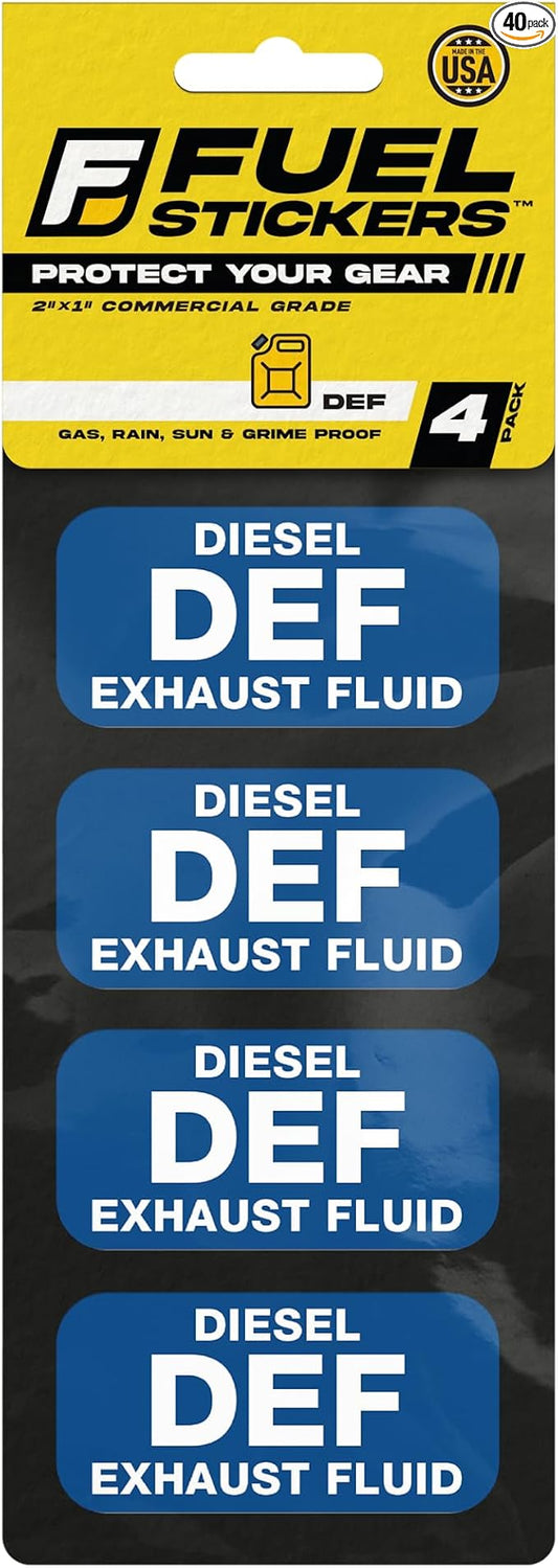 Diesel Exhaust Fluid Sticker, DEF Label for Diesel Engines, Box Trucks, Semi-Trailer - Weather Proof, Extreme Stick, Commercial Grade by Fuel Stickers - USA Made (2x1 inch), 40 Labels