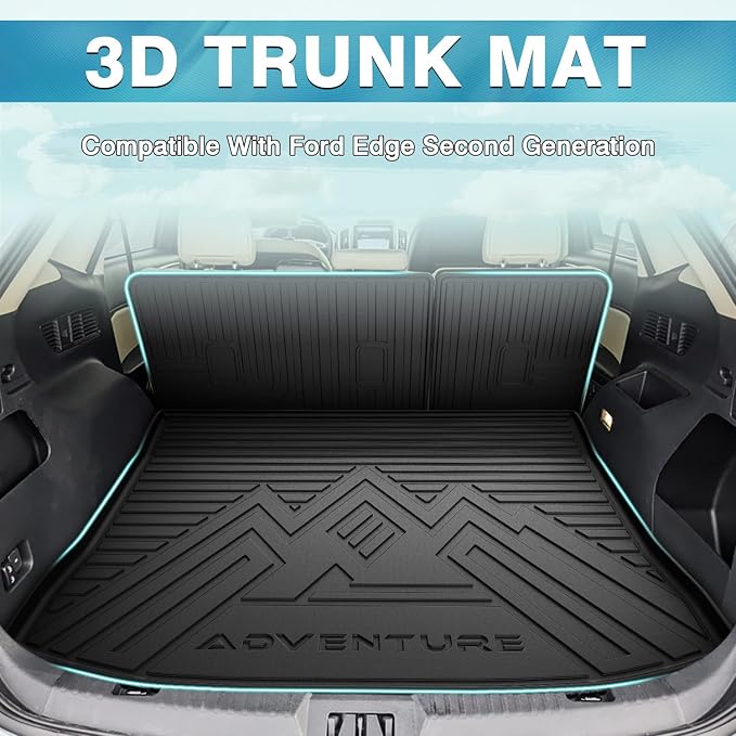 Mixsuper Cargo Liner for Ford Edge 2015-2025, Trunk Mat Backrest Mat for Ford Edge Accessories Cargo Mat Rear Trunk Liner Black