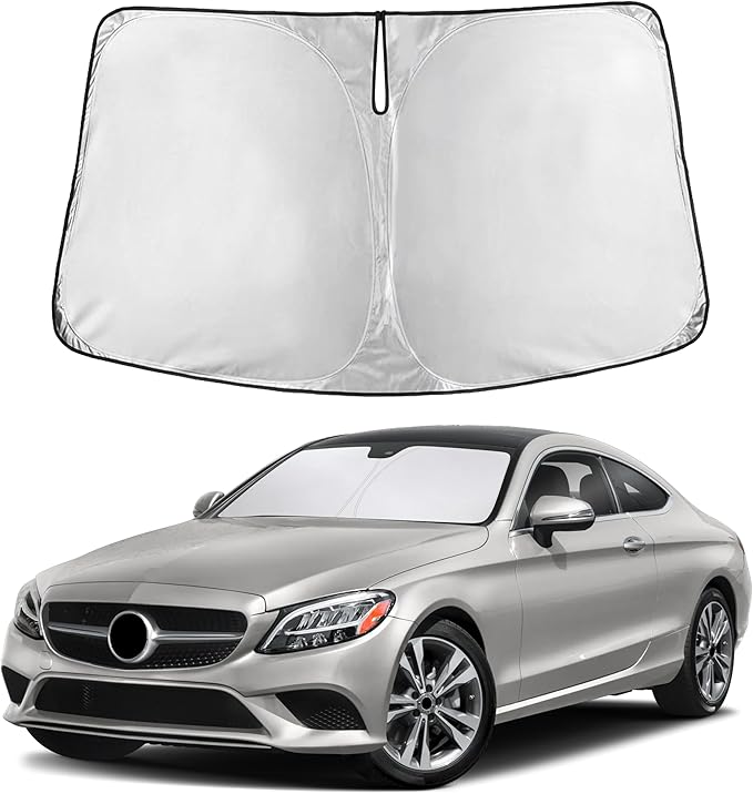 Autovir Windshield Sun Shade Fit for 2014-2019 2020 2021 Mercedes_Benz C Class Sun Shade, Front Window Sun Visor, UV Protection, Heat Blocker, Foldable Car Accessories