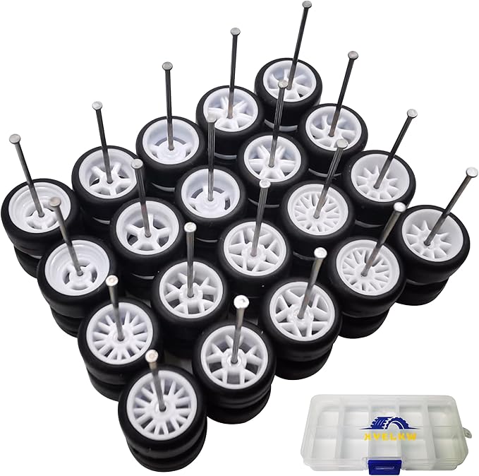 1/64 Wheels and Tires Set, 10-Pack 1 64 Scale Wheels with 10 for 1/64 Diecast Cars Upgraded and Modified Rubber Tires(Diameter 0.43in/11mm) (White)