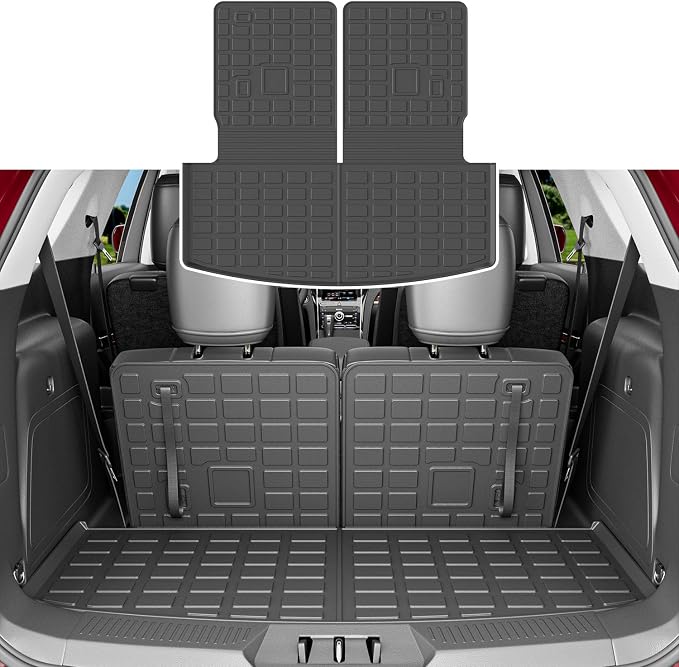 xipoqix Cargo Mat Backrest Mat Compatible with 2020-2026 Ford Explorer 6&7 Seats Cargo Liner Back Seat Protector Replacement for 2020-2026 Explorer Accessories(Trunk Mat with Backrest Mat)