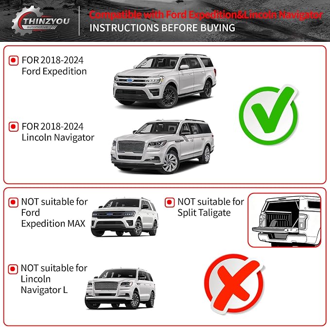 Cargo Mat Compatible with 2018-2024 Ford Expedition Lincoln Navigator (Not for Max or L Models) Cargo Liner Trunk Liner 2023 Expedition 7&8 Seats Accessories (Trunk Mat+Backrest Mats)
