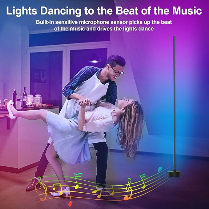 Miortior Corner Floor Lamp LED, 2-Pack Corner Lamp with App/Remote/Button Control, Smart RGB Floor Lamp with Music Sync, 16 Million DIY Colors & 68+ Scene for Living Room, Bedroom, Gaming Room