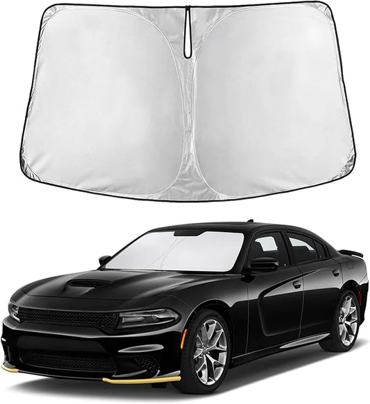 Autovir Windshield Sun Shade Fit for 2011-2021 2022 2023 Dodge Charger Sun Shade, Front Window Sun Visor, UV Protection, Heat Blocker, Foldable Car Accessories