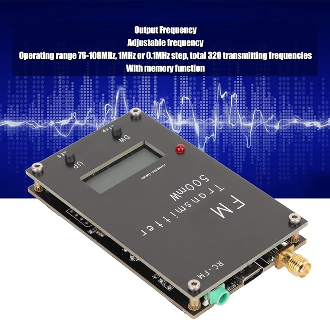 Digital FM Transmitter Module, 2000M 500mW FM Stereo Transmitter with LCD Screen, Stereo Sound, 3.5mm Connector, USB C Port, for Small FM Radio Station