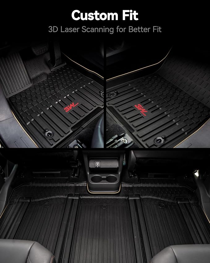 3W Floor Mats Fit Toyota Sienna 2021-2026(Only for 7 Seat), TPE All Weather Custom Fit Floor Liner for Sienna XLE/XSE/Limited/Woodland Edition 1-3rd Row with Red Accent (Not for Platinum Edition)