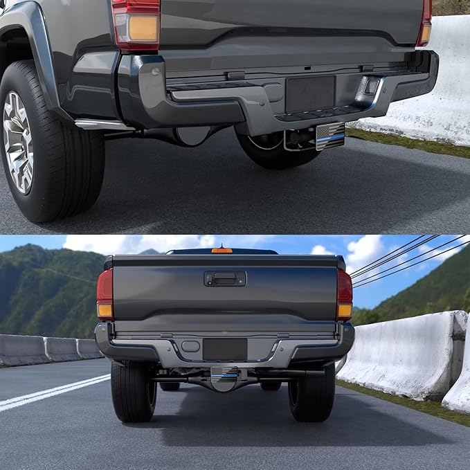 Blue Line American Flag Metal Trailer Hitch Cover for 2" inch Receivers, Tow Hitch Cover for Trucks Cars SUV (Black with Blue Line)