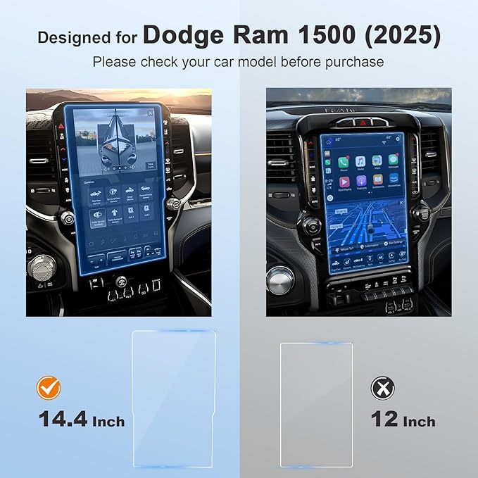 2025 Ram 1500 Tungsten Screen Protector for 2025 2026 Dodge Ram 1500 Tungsten Uconnect 5 Nav 14.4-In Display for Ram Truck Accessories 9H Anti Glare Tempered Glass Film (2025 Ram 14.4-In Matte)