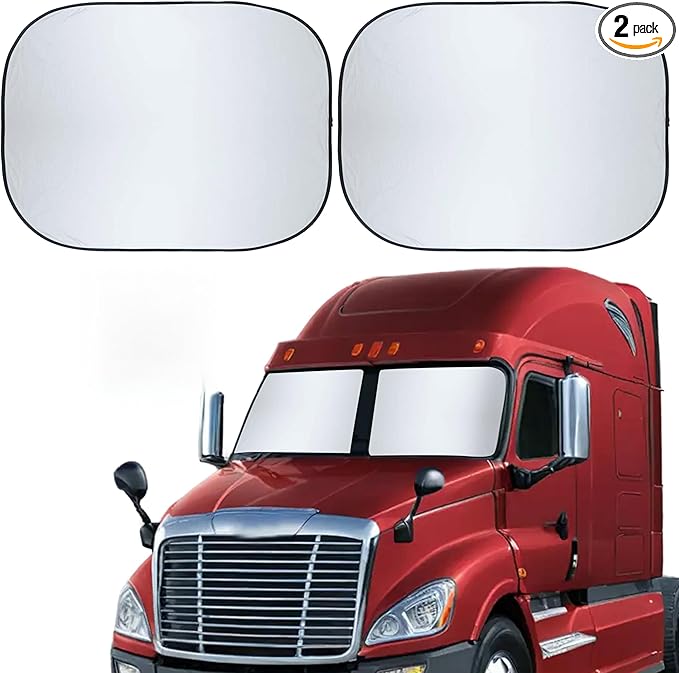 EcoNour Windshield Sun Shade for Semi Truck Size (40" L x 32" D), Front Window Reflective Sunshade for Large Vehicles, 240T Polyester Silver Coated Heat and UV Block Protection