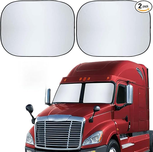 EcoNour Windshield Sun Shade for Semi Truck Size (40" L x 32" D), Front Window Reflective Sunshade for Large Vehicles, 240T Polyester Silver Coated Heat and UV Block Protection