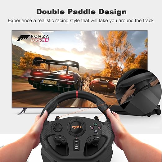 Racing Steering Wheel for PC - PXN-V900 270°/900° Rotation Gaming Steering Wheel with Pedals
