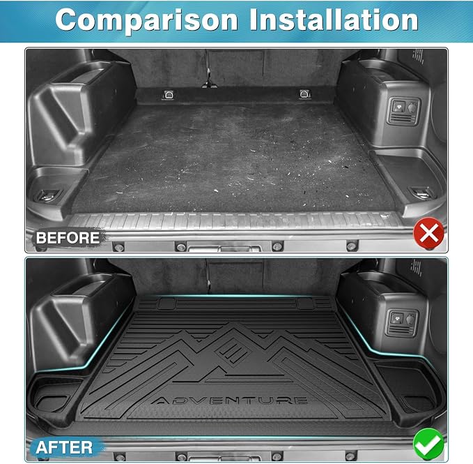 Mixsuper Cargo Liner for Toyota 4Runner 2010-2024 5 Seater (No 3rd Seat or No Sliding Cargo Deck), Trunk Mat for 4Runner Accessories Cargo Mat Rear Trunk Liner Black