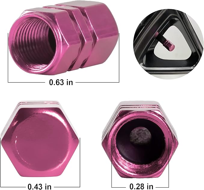 JUSTTOP Car Tire Valve Stem Caps, 12pcs Air Caps Cover, Universal for Cars, SUVs, Bike, Trucks and Motorcycles-Pink