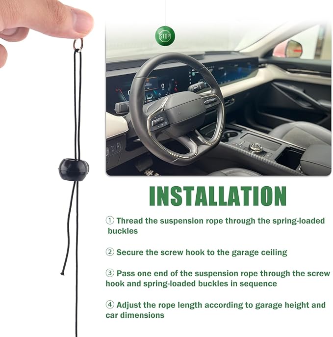2PCS Garage Tennis Ball Parking Aid,Anti-Collision Hanging Garage Parking Aids for Cars with 13ft Rope,Universal Garages Parkings Stops Ball Garages Accessories for Car (Green/2PCS)