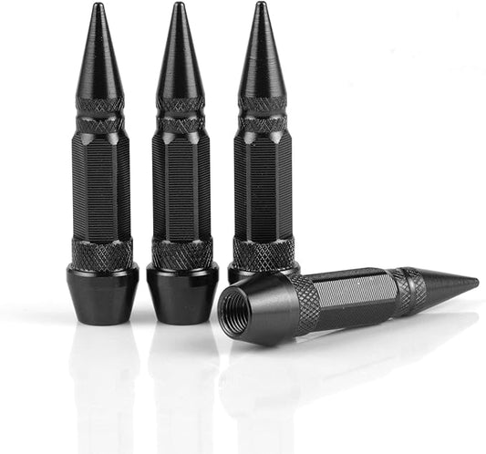 SINGARO 60mm Spiked Valve Caps,Aluminum Alloy Dustproof and Waterproof Tire Valve Stem Caps, Suitable for Cars, Trucks and Motorcycles (4PCS Black)