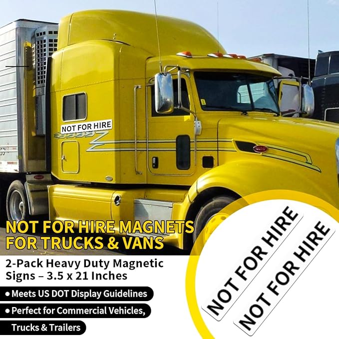 Not for Hire Magnets for Trucks & Vans - 2 Pack Heavy Duty Magnetic Signs - 3.5 x 21 Inch Magnetic Stickers for Commercial Vehicles, Trucks, Trailers - Meets US DOT Display Guidelines