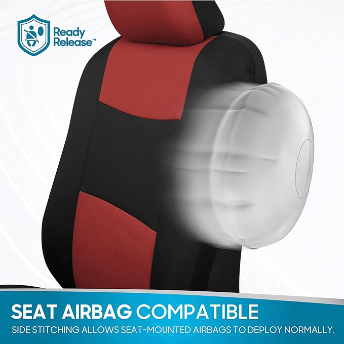 BDK PolyPro Car Seat Covers Full Set in Terracotta on Black, Front and Rear Split Bench Seat Covers for Cars, Easy to Install Car Seats Cover Set and Accessories for Auto Trucks Van SUV - Terracotta